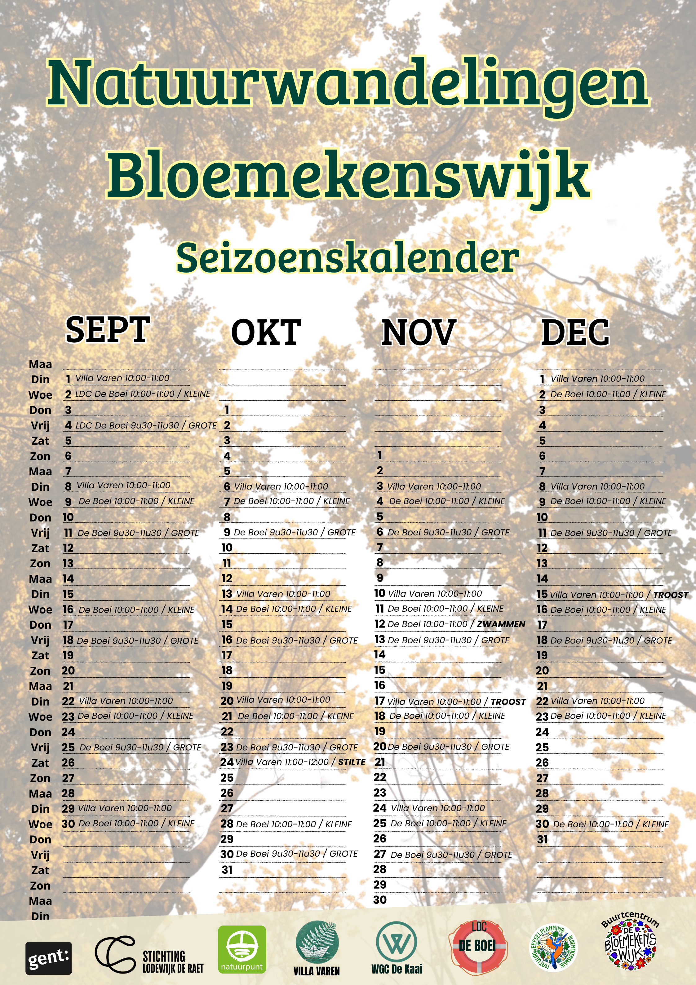agenda wandelingen